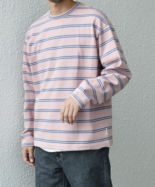 SHIPS any(シップス エニィ)の「【SHIPS any別注】sports wear: レトロ カラー ボーダー Tシャツ (ロンT)◇(Tシャツ/カットソー・メンズ・ブルー/ホワイト/ライトグリーン/ピンク/パープル・SMALL/MEDIUM/LARGE)」の16枚目の写真