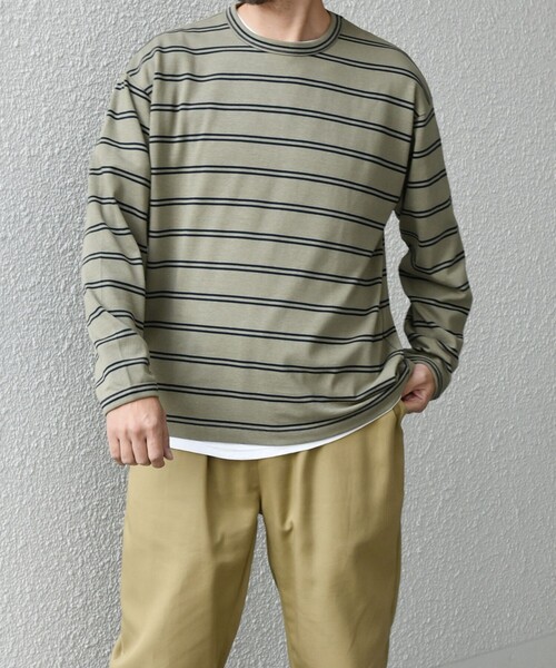SHIPS any(シップス エニィ)の「【SHIPS any別注】sports wear: レトロ カラー ボーダー Tシャツ (ロンT)◇(Tシャツ/カットソー・メンズ・ブルー/ホワイト/ライトグリーン/ピンク/パープル・SMALL/MEDIUM/LARGE)」の19枚目の写真