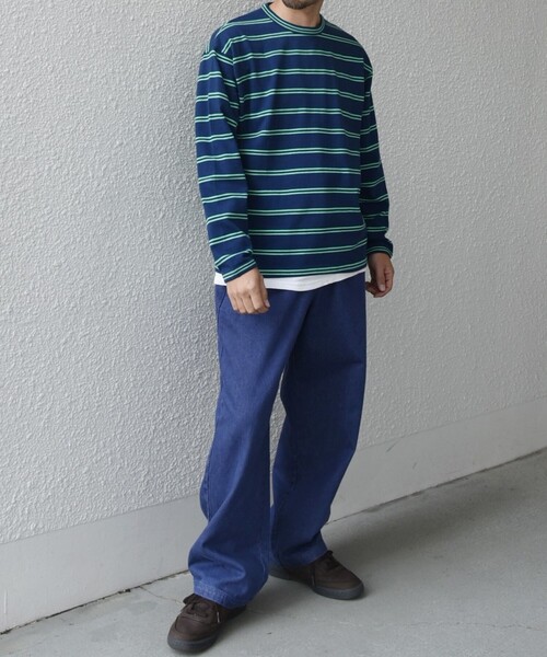SHIPS any(シップス エニィ)の「【SHIPS any別注】sports wear: レトロ カラー ボーダー Tシャツ (ロンT)◇(Tシャツ/カットソー・メンズ・ブルー/ホワイト/ライトグリーン/ピンク/パープル・SMALL/MEDIUM/LARGE)」の22枚目の写真