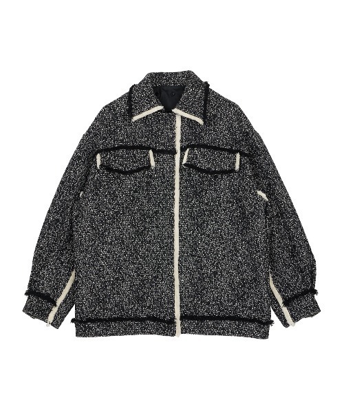 ジャケット・アウター AMERI OTONAMUSE FRINGE TWEED OVER JACKET セール】OTONA MUSE FRINGE TWEED OVER JACKET（その他アウター