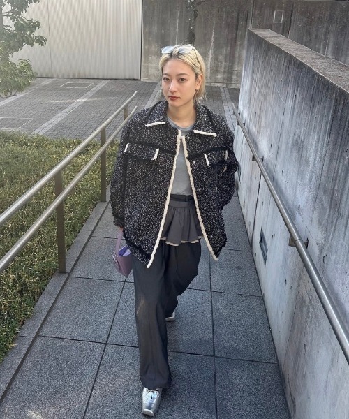 セール】OTONA MUSE FRINGE TWEED OVER JACKET（その他アウター