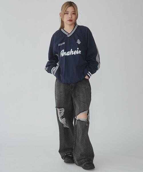 WEGO（ウィゴー）の「WEGO/ナイロングラフィックプルオーバー（スウェット・メンズ・ネイビー/ブラック・MEDIUM/LARGE）」の8枚目の写真