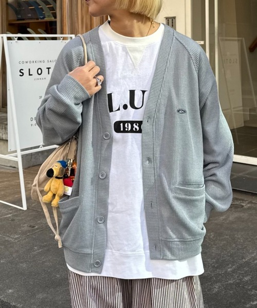 CIAOPANIC TYPY(チャオパニックティピー)の「■【UNISEX】カットメッシュカーディガン(カーディガン/ボレロ・メンズ・グレー/ブルー/ネイビー・MEDIUM/LARGE)」の2枚目の写真