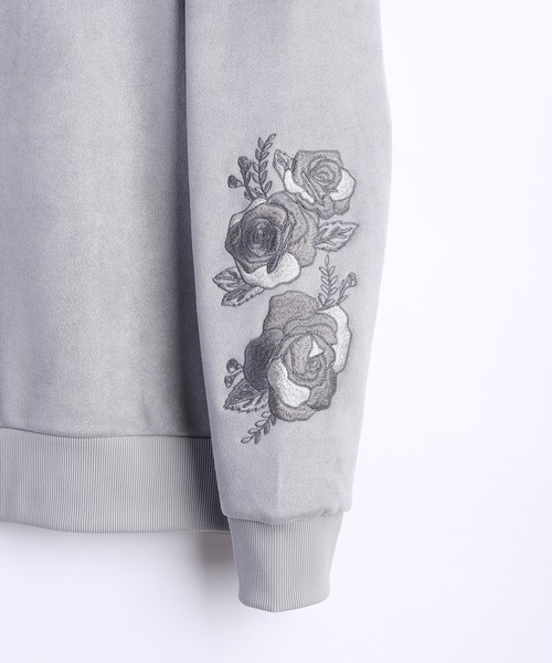 WESTSEA（ウエストシー）の「フェイクスエード 薔薇 袖刺繍 長袖トレーナー（スウェット・メンズ・オフホワイト/チャコール/グレー・M/L）」の10枚目の写真