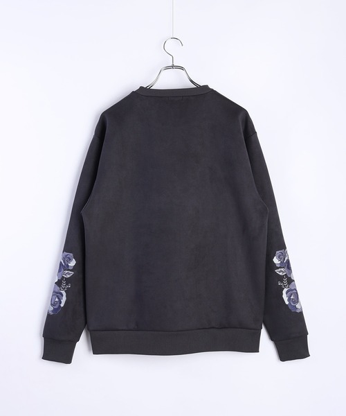 WESTSEA（ウエストシー）の「フェイクスエード 薔薇 袖刺繍 長袖トレーナー（スウェット・メンズ・オフホワイト/チャコール/グレー・M/L）」の13枚目の写真