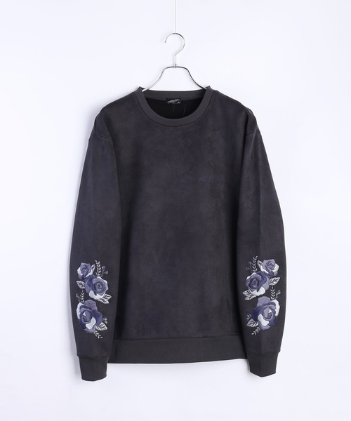 WESTSEA（ウエストシー）の「フェイクスエード 薔薇 袖刺繍 長袖トレーナー（スウェット・メンズ・オフホワイト/チャコール/グレー・M/L）」の12枚目の写真