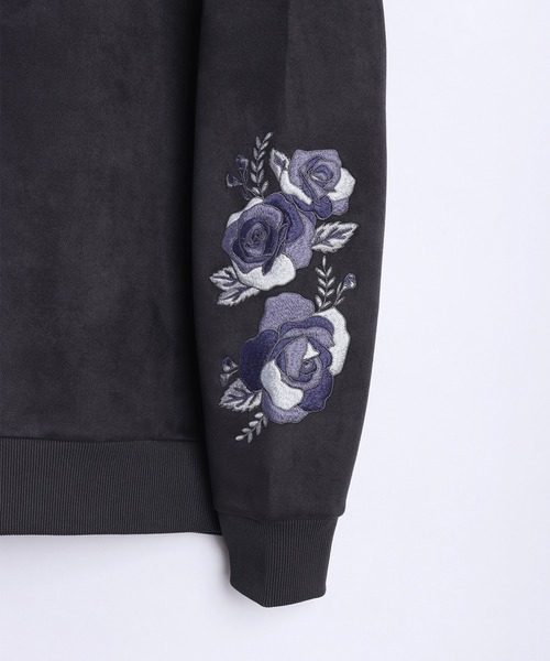 WESTSEA（ウエストシー）の「フェイクスエード 薔薇 袖刺繍 長袖トレーナー（スウェット・メンズ・オフホワイト/チャコール/グレー・M/L）」の14枚目の写真