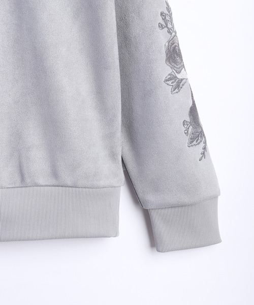 WESTSEA（ウエストシー）の「フェイクスエード 薔薇 袖刺繍 長袖トレーナー（スウェット・メンズ・オフホワイト/チャコール/グレー・M/L）」の18枚目の写真