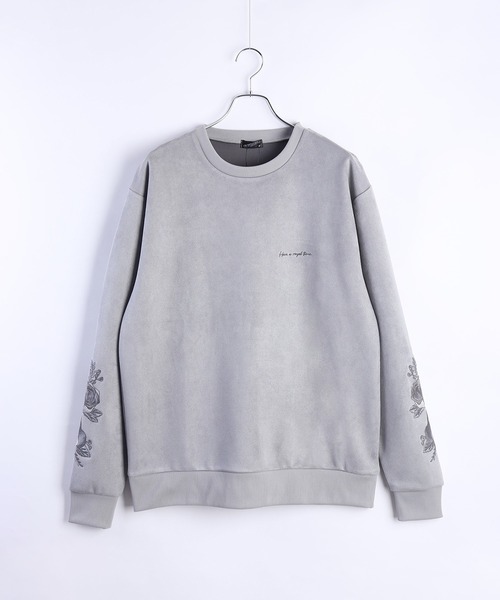 WESTSEA（ウエストシー）の「フェイクスエード 薔薇 袖刺繍 長袖トレーナー（スウェット・メンズ・オフホワイト/チャコール/グレー・M/L）」の16枚目の写真