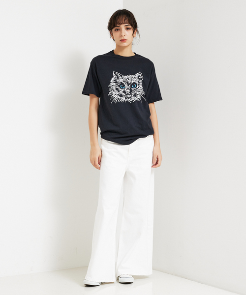 JERZEES(ジャージーズ)の「【JERZEES/ジャージーズ】 Black cat tee /odd eye/nose pink/ブラックキャット Tシャツ(Tシャツ/カットソー・メンズ・ブラック系その他/ブラック系その他2・M/L/XL)」の5枚目の写真