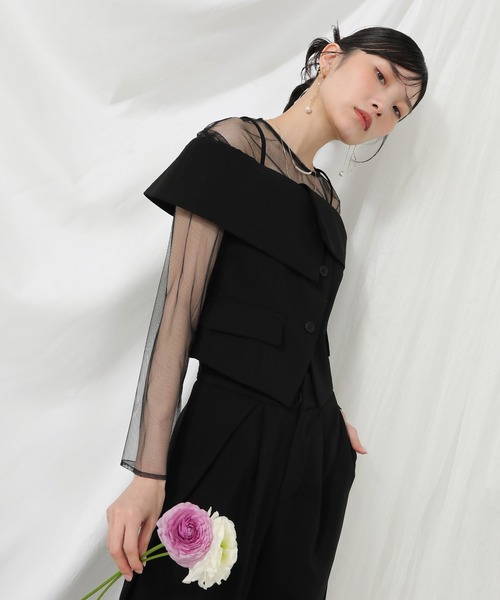 Kana(カナ)の「マルチウェイ チュールトップス ビスチェ パンツ 3点 セットアップ ドレス パーティー ドレス 結婚式 お呼ばれ オケージョン(パンツドレス・レディース・ベージュ/ブラック/グレー/ネイビー・M/S/L)」の6枚目の写真