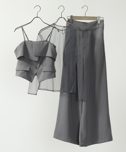 マルチウェイ チュールトップス ビスチェ パンツ 3点 セットアップ