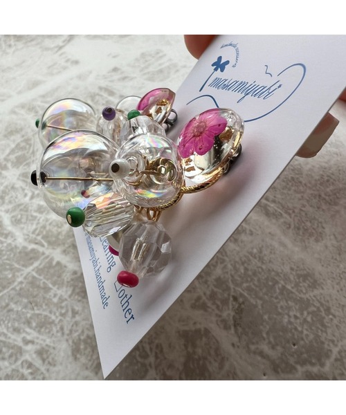 tone(トーン)の「【masamiyabi】ドライフラワーシャボンピアス(MA)(ピアス(両耳用)・レディース・ピンク/パープル・FREE)」の4枚目の写真