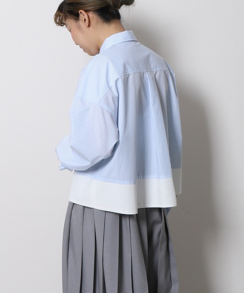 Re.Verofonna（ヴェロフォンナ）の「クロップドフリルブラウス（シャツ/ブラウス・レディース・ネイビー/ブルー系その他/ホワイト/ピンク・MEDIUM）」の10枚目の写真