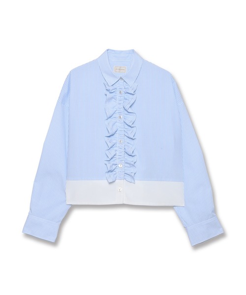 n. 様 ヴェロフォンナ　フリルクロップドシャツ セール】クロップドフリルブラウス（シャツ/ブラウス）｜Re.Verofonna