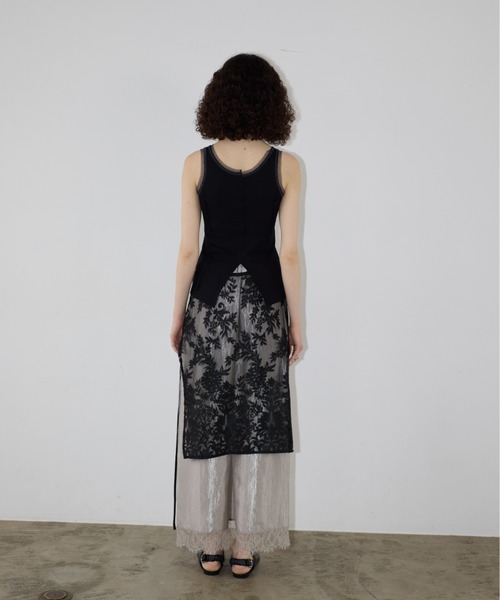 AIC.（エーアイシー）の「パッド付きチュールパイピングリブタンクトップ（タンクトップ・レディース・オフホワイト/ブラック・FREE）」の16枚目の写真