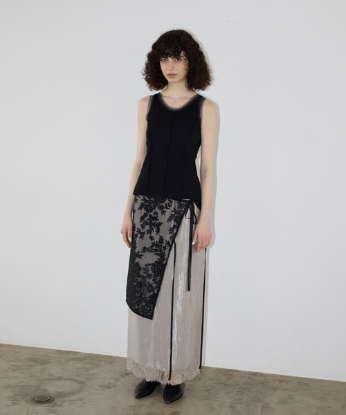 AIC.（エーアイシー）の「パッド付きチュールパイピングリブタンクトップ（タンクトップ・レディース・オフホワイト/ブラック・FREE）」の15枚目の写真