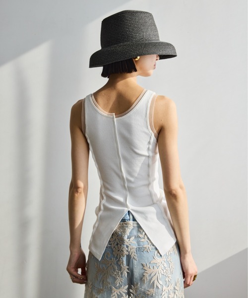 AIC.（エーアイシー）の「パッド付きチュールパイピングリブタンクトップ（タンクトップ・レディース・オフホワイト/ブラック・FREE）」の17枚目の写真