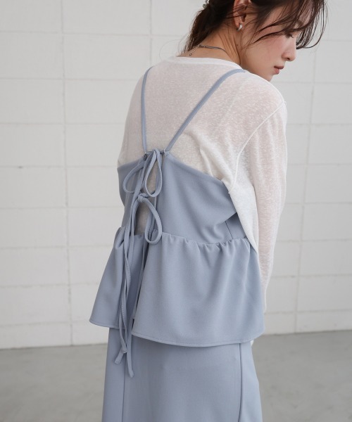 Bab(バブ)の「【S・Mサイズ展開】【マタニティ】【イージーケア】イージージョーゼットペプラムキャミワンピース(ワンピース・レディース・モカ/ブルー/アイボリー/ブラック・S/M)」の10枚目の写真