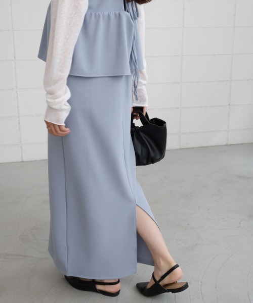 Bab(バブ)の「【S・Mサイズ展開】【マタニティ】【イージーケア】イージージョーゼットペプラムキャミワンピース(ワンピース・レディース・モカ/ブルー/アイボリー/ブラック・S/M)」の13枚目の写真