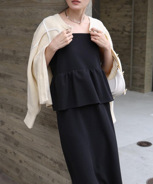 Bab(バブ)の「【S・Mサイズ展開】【マタニティ】【イージーケア】イージージョーゼットペプラムキャミワンピース(ワンピース・レディース・モカ/ブルー/アイボリー/ブラック・S/M)」の14枚目の写真