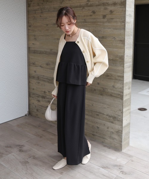 Bab(バブ)の「【S・Mサイズ展開】【マタニティ】【イージーケア】イージージョーゼットペプラムキャミワンピース(ワンピース・レディース・モカ/ブルー/アイボリー/ブラック・S/M)」の15枚目の写真