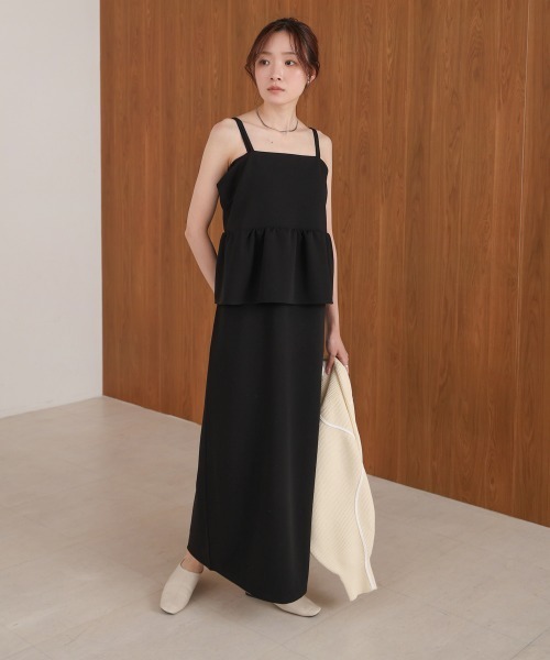 Bab(バブ)の「【S・Mサイズ展開】【マタニティ】【イージーケア】イージージョーゼットペプラムキャミワンピース(ワンピース・レディース・モカ/ブルー/アイボリー/ブラック・S/M)」の16枚目の写真