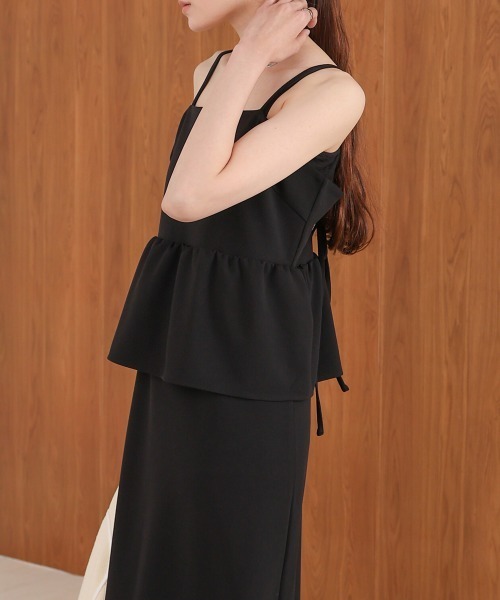 Bab(バブ)の「【S・Mサイズ展開】【マタニティ】【イージーケア】イージージョーゼットペプラムキャミワンピース(ワンピース・レディース・モカ/ブルー/アイボリー/ブラック・S/M)」の17枚目の写真