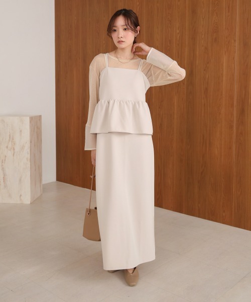 Bab(バブ)の「【S・Mサイズ展開】【マタニティ】【イージーケア】イージージョーゼットペプラムキャミワンピース(ワンピース・レディース・モカ/ブルー/アイボリー/ブラック・S/M)」の22枚目の写真