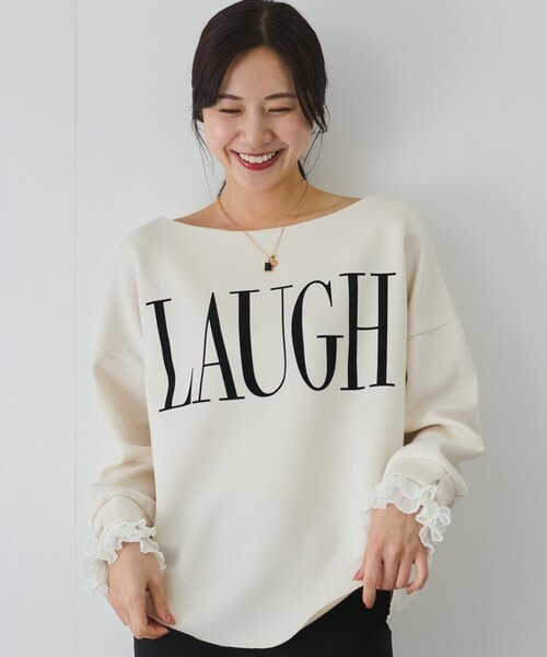 Jayro（ジャイロ）の「フロッキロゴプルオーバー（Tシャツ/カットソー・レディース・ブラック/グレー/ホワイト系その他/ベージュ系その他・M）」の2枚目の写真