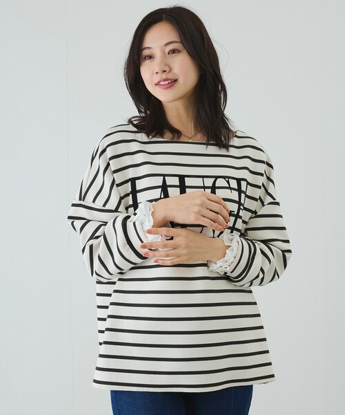 Jayro（ジャイロ）の「フロッキロゴプルオーバー（Tシャツ/カットソー・レディース・ブラック/グレー/ホワイト系その他/ベージュ系その他・M）」の6枚目の写真