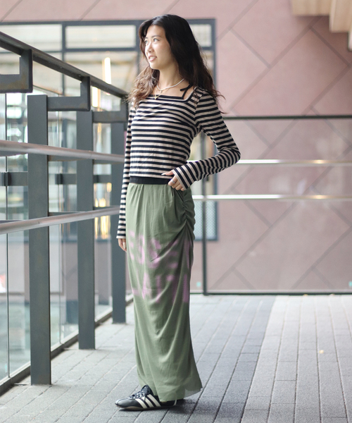 JOINT WORKS（ジョイントワークス）の「ボーダーレイヤードトップス（Tシャツ/カットソー・レディース・ブラウン/キャメル・FREE）」の16枚目の写真