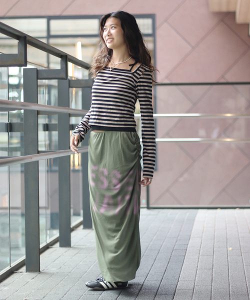 JOINT WORKS（ジョイントワークス）の「ボーダーレイヤードトップス（Tシャツ/カットソー・レディース・ブラウン/キャメル・FREE）」の17枚目の写真