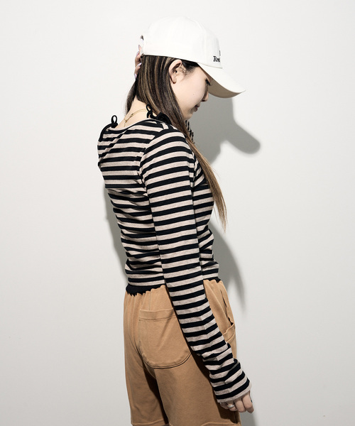 JOINT WORKS（ジョイントワークス）の「ボーダーレイヤードトップス（Tシャツ/カットソー・レディース・ブラウン/キャメル・FREE）」の20枚目の写真