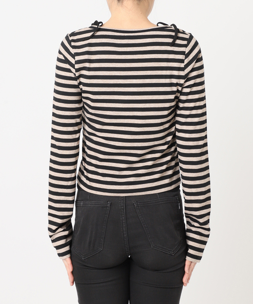 JOINT WORKS（ジョイントワークス）の「ボーダーレイヤードトップス（Tシャツ/カットソー・レディース・ブラウン/キャメル・FREE）」の13枚目の写真