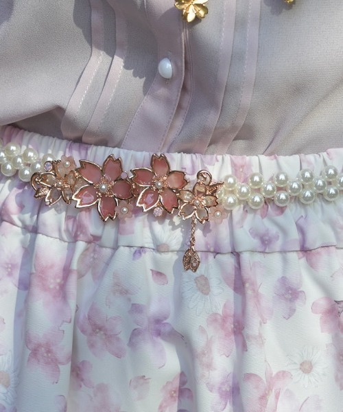 axes femme（アクシーズファム）の「サクラ装飾パールゴムベルト（ベルト・レディース・ピンク/ホワイト・FREE）」の17枚目の写真