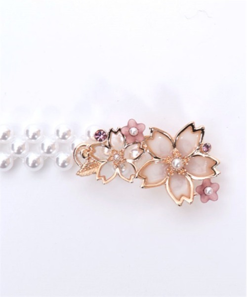 axes femme（アクシーズファム）の「サクラ装飾パールゴムベルト（ベルト・レディース・ピンク/ホワイト・FREE）」の7枚目の写真