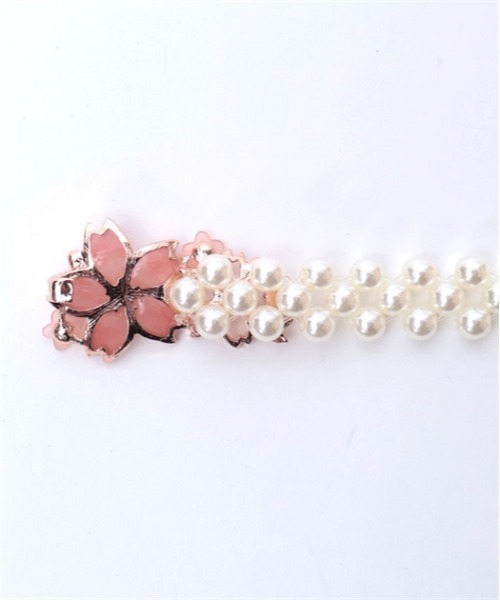 axes femme（アクシーズファム）の「サクラ装飾パールゴムベルト（ベルト・レディース・ピンク/ホワイト・FREE）」の4枚目の写真