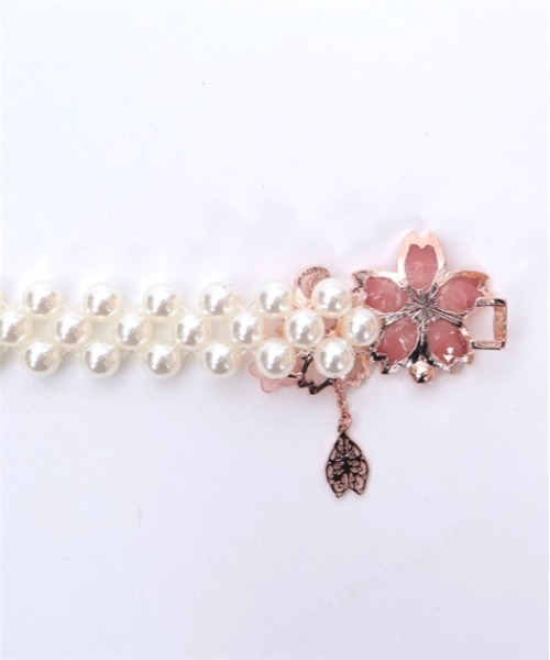 axes femme（アクシーズファム）の「サクラ装飾パールゴムベルト（ベルト・レディース・ピンク/ホワイト・FREE）」の5枚目の写真