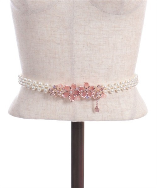 axes femme（アクシーズファム）の「サクラ装飾パールゴムベルト（ベルト・レディース・ピンク/ホワイト・FREE）」の6枚目の写真