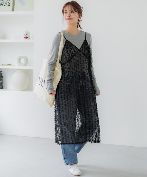 coca(coca)(コカ)の「【WEB限定セール】チュールリボンキャミソールドレス(ワンピース・レディース・ブラック/ホワイト・ONE SIZE)」の2枚目の写真