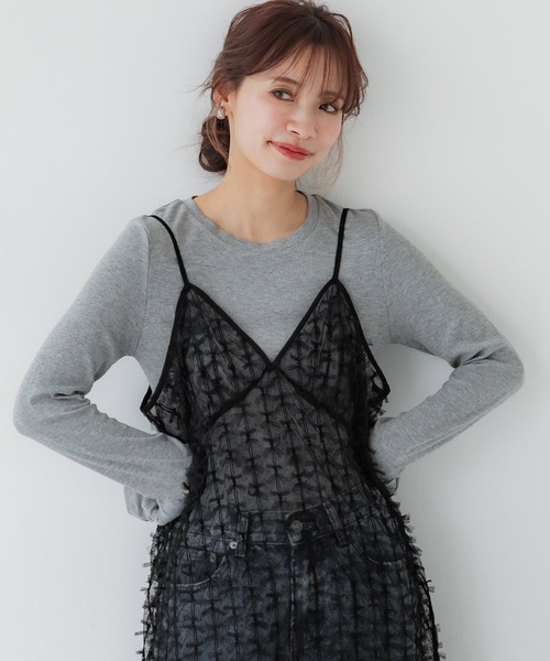 coca(coca)(コカ)の「【WEB限定セール】チュールリボンキャミソールドレス(ワンピース・レディース・ブラック/ホワイト・ONE SIZE)」の4枚目の写真
