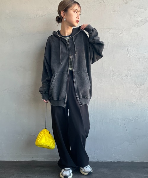 JEANS FACTORY Clothes（ジーンズファクトリークローズ）の「[Jeans Factory Clothes/ジーンズファクトリークローズ] ケミカル加工 フェードスウェットジップパーカー（スウェット・レディース・ブラック/ネイビー/ホワイト・M/L）」の4枚目の写真