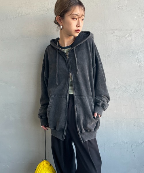 JEANS FACTORY Clothes（ジーンズファクトリークローズ）の「[Jeans Factory Clothes/ジーンズファクトリークローズ] ケミカル加工 フェードスウェットジップパーカー（スウェット・レディース・ブラック/ネイビー/ホワイト・M/L）」の9枚目の写真