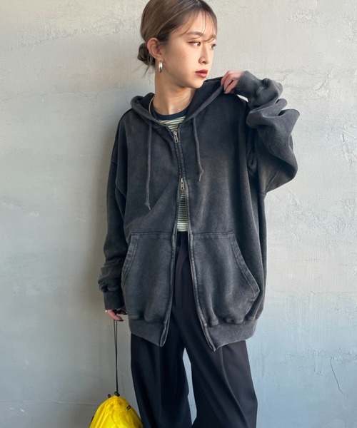 JEANS FACTORY Clothes（ジーンズファクトリークローズ）の「[Jeans Factory Clothes/ジーンズファクトリークローズ] ケミカル加工 フェードスウェットジップパーカー（スウェット・レディース・ブラック/ネイビー/ホワイト・M/L）」の10枚目の写真