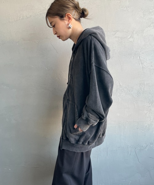 JEANS FACTORY Clothes（ジーンズファクトリークローズ）の「[Jeans Factory Clothes/ジーンズファクトリークローズ] ケミカル加工 フェードスウェットジップパーカー（スウェット・レディース・ブラック/ネイビー/ホワイト・M/L）」の11枚目の写真