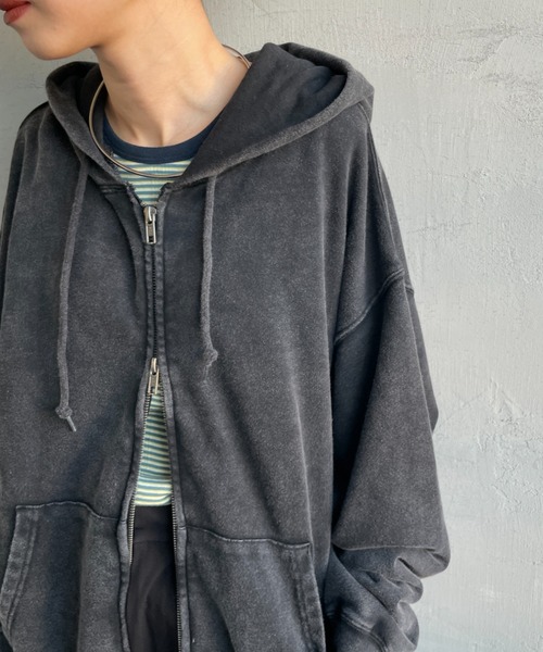 JEANS FACTORY Clothes（ジーンズファクトリークローズ）の「[Jeans Factory Clothes/ジーンズファクトリークローズ] ケミカル加工 フェードスウェットジップパーカー（スウェット・レディース・ブラック/ネイビー/ホワイト・M/L）」の16枚目の写真