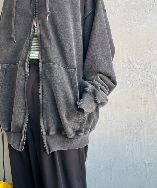 JEANS FACTORY Clothes（ジーンズファクトリークローズ）の「[Jeans Factory Clothes/ジーンズファクトリークローズ] ケミカル加工 フェードスウェットジップパーカー（スウェット・レディース・ブラック/ネイビー/ホワイト・M/L）」の17枚目の写真