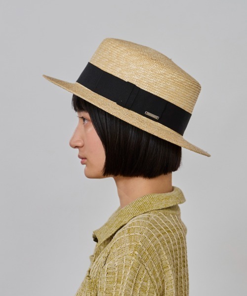 オーシバル　ハット　アイボリー　新品　未使用 セール】OVERRIDE STRAW BRAID BOATER / オーバーライド（ハット