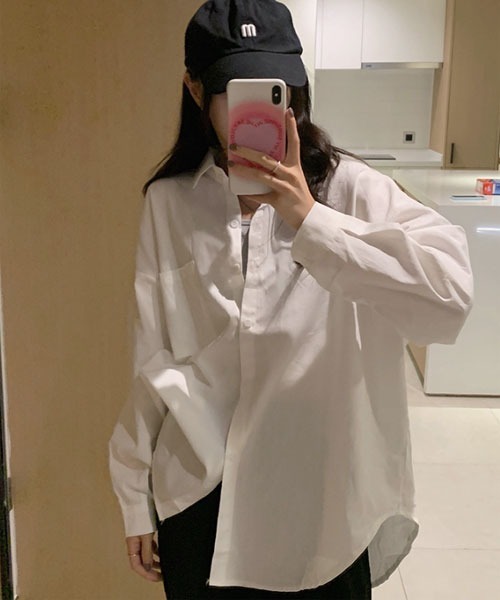 urge：（アージコロン ）の「【URGE：】シンプル スタンダード 長袖 シャツ（シャツ/ブラウス・レディース・ブルー/オレンジ/ピンク/イエロー/ホワイト・SMALL/MEDIUM/LARGE/X-LARGE）」の14枚目の写真